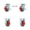 Service Caster 4 Inch Red Poly on Cast Iron Caster Set with 2 Brakes/Swivel Lock 2 Rigid SCC SCC-30CS420-PUB-RS-TLB-BSL-2-R-2 - alternate 4